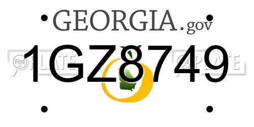 1GZ8749 Georgia License Plate