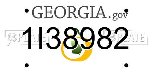 1I38982 Georgia License Plate
