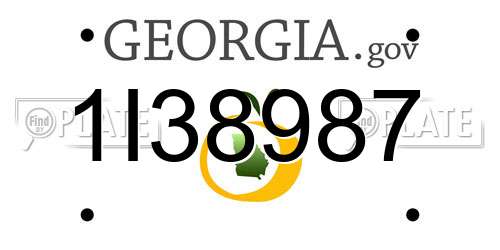 1I38987 Georgia License Plate