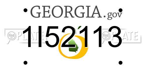 1I52113 Georgia License Plate