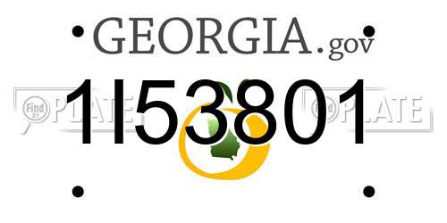 1I53801 Georgia License Plate