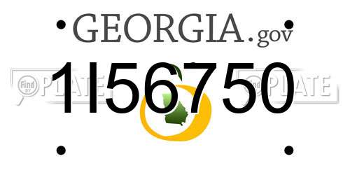 1I56750 Georgia License Plate