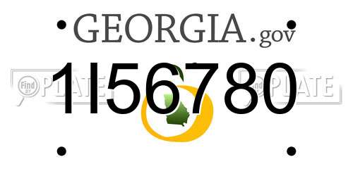 1I56780 Georgia License Plate