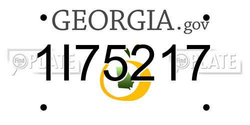 1I75217 Georgia License Plate