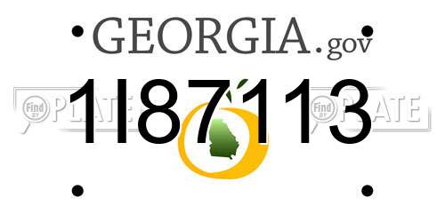 1I87113 Georgia License Plate