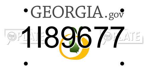 1I89677 Georgia License Plate