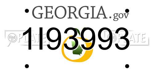 1I93993 Georgia License Plate