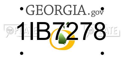 1IB7278 Georgia License Plate