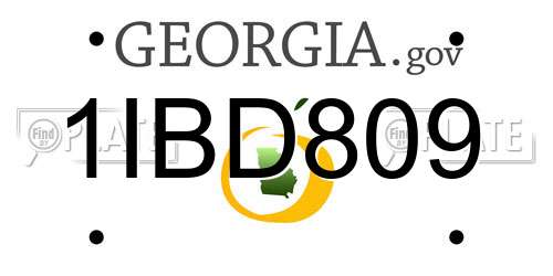 1IBD809 Georgia License Plate