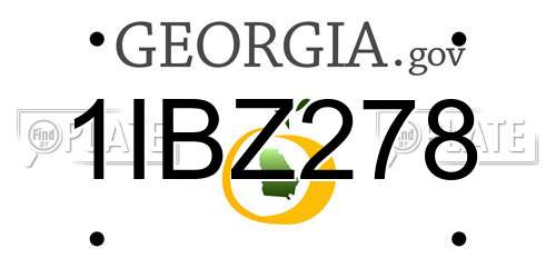 1IBZ278 Georgia License Plate