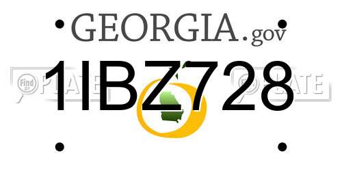 1IBZ728 Georgia License Plate