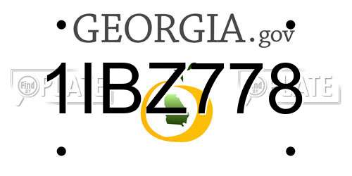 1IBZ778 Georgia License Plate