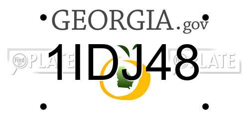 1IDJ48 Georgia License Plate
