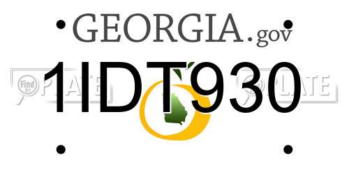 1IDT930 Georgia License Plate