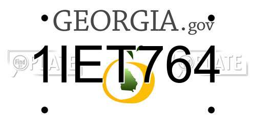 1IET764 Georgia License Plate