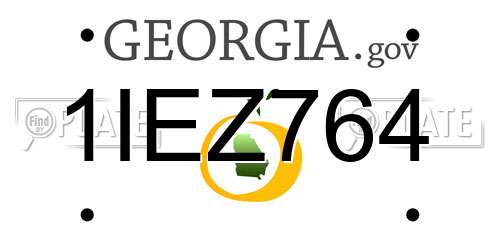 1IEZ764 Georgia License Plate