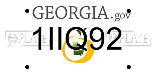 1IIQ92 Georgia License Plate