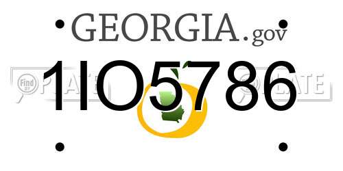 1IO5786 Georgia License Plate