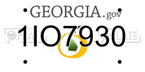 1IO7930 Georgia License Plate