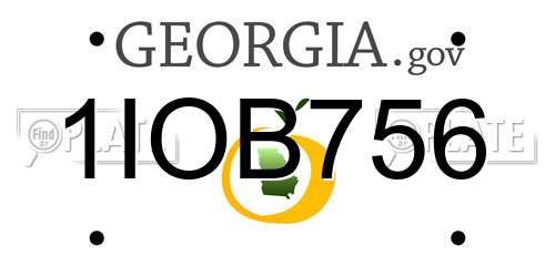 1IOB756 Georgia License Plate