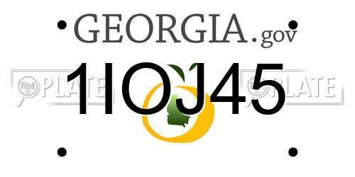 1IOJ45 Georgia License Plate
