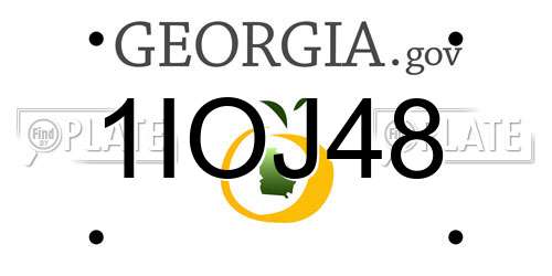 1IOJ48 Georgia License Plate