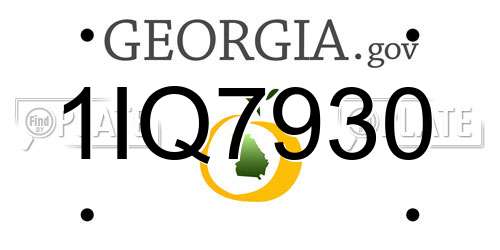 1IQ7930 Georgia License Plate