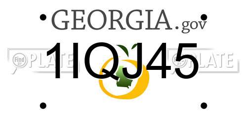 1IQJ45 Georgia License Plate