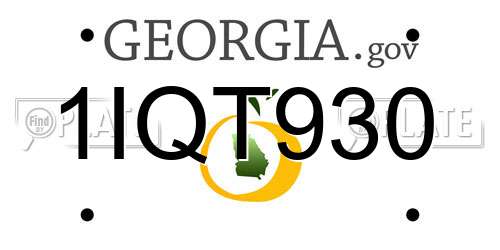 1IQT930 Georgia License Plate
