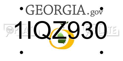 1IQZ930 Georgia License Plate