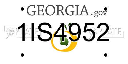 1IS4952 Georgia License Plate