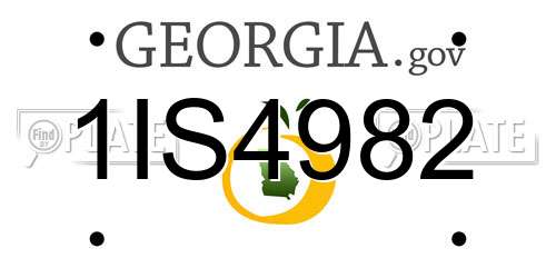 1IS4982 Georgia License Plate