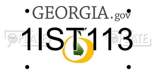 1IST113 Georgia License Plate