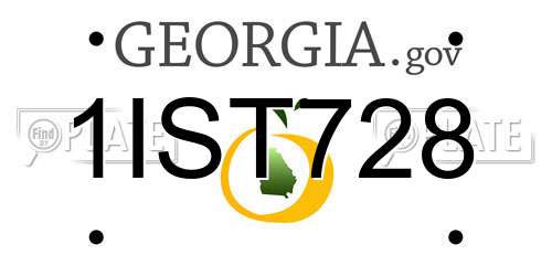 1IST728 Georgia License Plate