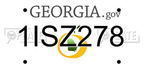 1ISZ278 Georgia License Plate