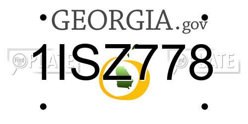 1ISZ778 Georgia License Plate