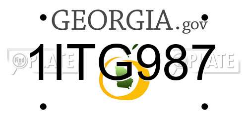 1ITG987 Georgia License Plate