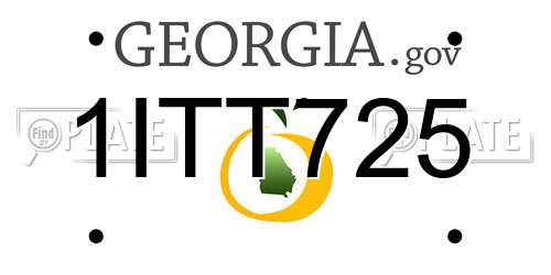 1ITT725 Georgia License Plate