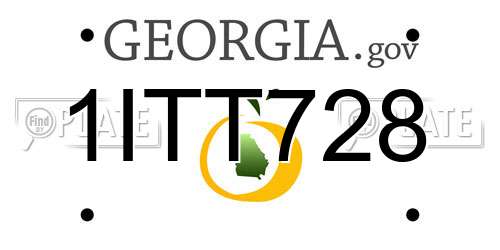 1ITT728 Georgia License Plate