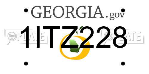 1ITZ228 Georgia License Plate