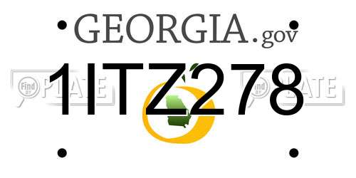 1ITZ278 Georgia License Plate