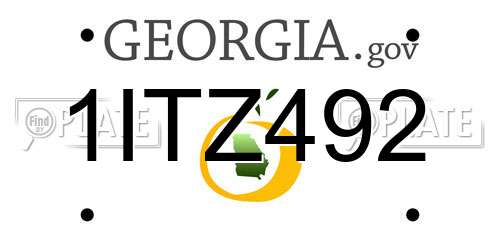 1ITZ492 Georgia License Plate