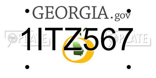 1ITZ567 Georgia License Plate