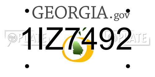 1IZ7492 Georgia License Plate