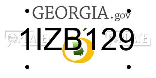 1IZB129 Georgia License Plate