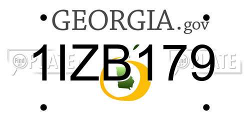 1IZB179 Georgia License Plate
