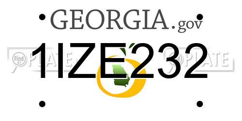 1IZE232 Georgia License Plate