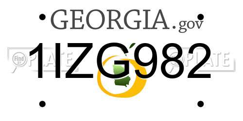 1IZG982 Georgia License Plate