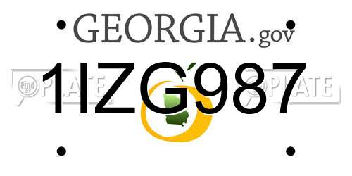 1IZG987 Georgia License Plate