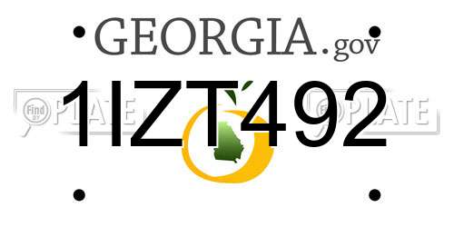 1IZT492 Georgia License Plate